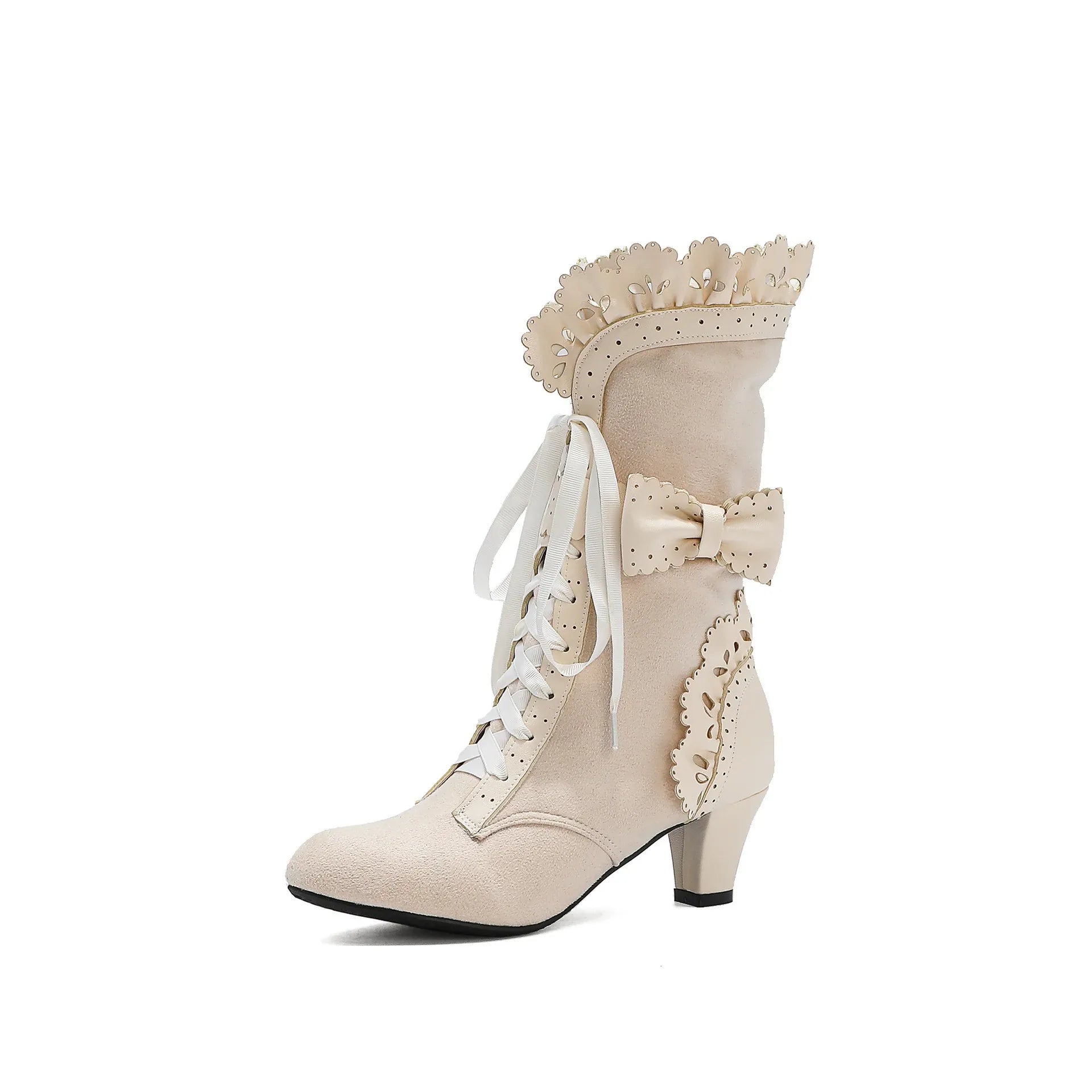 lolita-style-high-heels-mit-spitze-and-schleife-elegante-fashion-boots-in-leder-optik-high-heels-jlr-design-12 - JLR Design