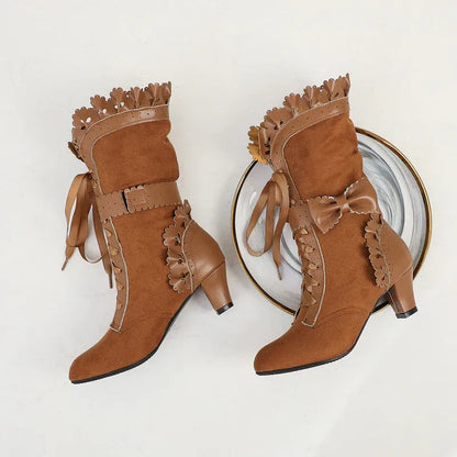 lolita-style-high-heels-mit-spitze-and-schleife-elegante-fashion-boots-in-leder-optik-high-heels-jlr-design-4 - JLR Design