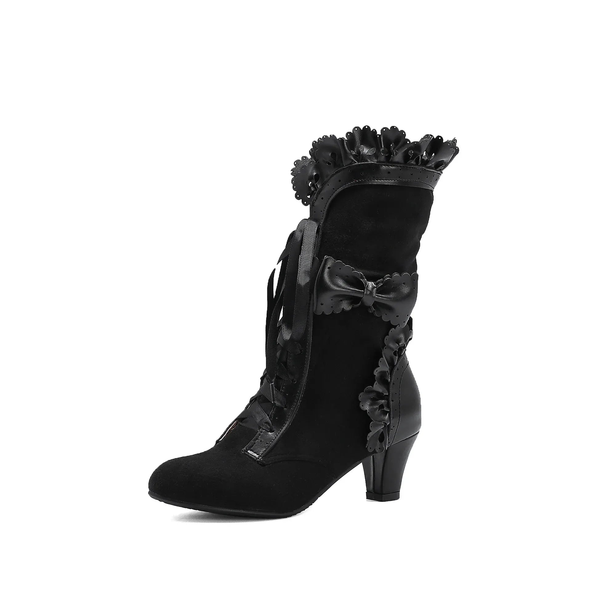 lolita-style-high-heels-mit-spitze-and-schleife-elegante-fashion-boots-in-leder-optik-high-heels-jlr-design-8 - JLR Design