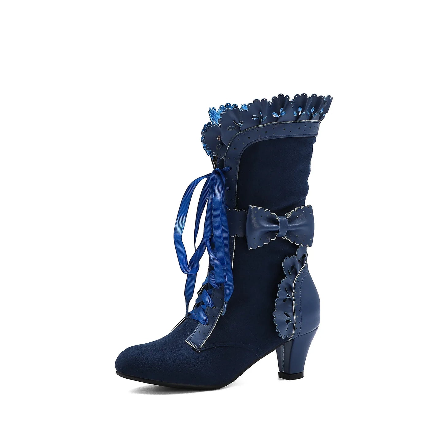 lolita-style-high-heels-mit-spitze-and-schleife-elegante-fashion-boots-in-leder-optik-high-heels-jlr-design-9 - JLR Design
