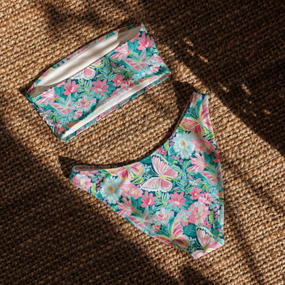 nachhaltiger-bandeau-bikini-colorful-butterfly-v1-recyceltes-material-mit-allover-druck-bikini-jlr-design-5 - JLR Design