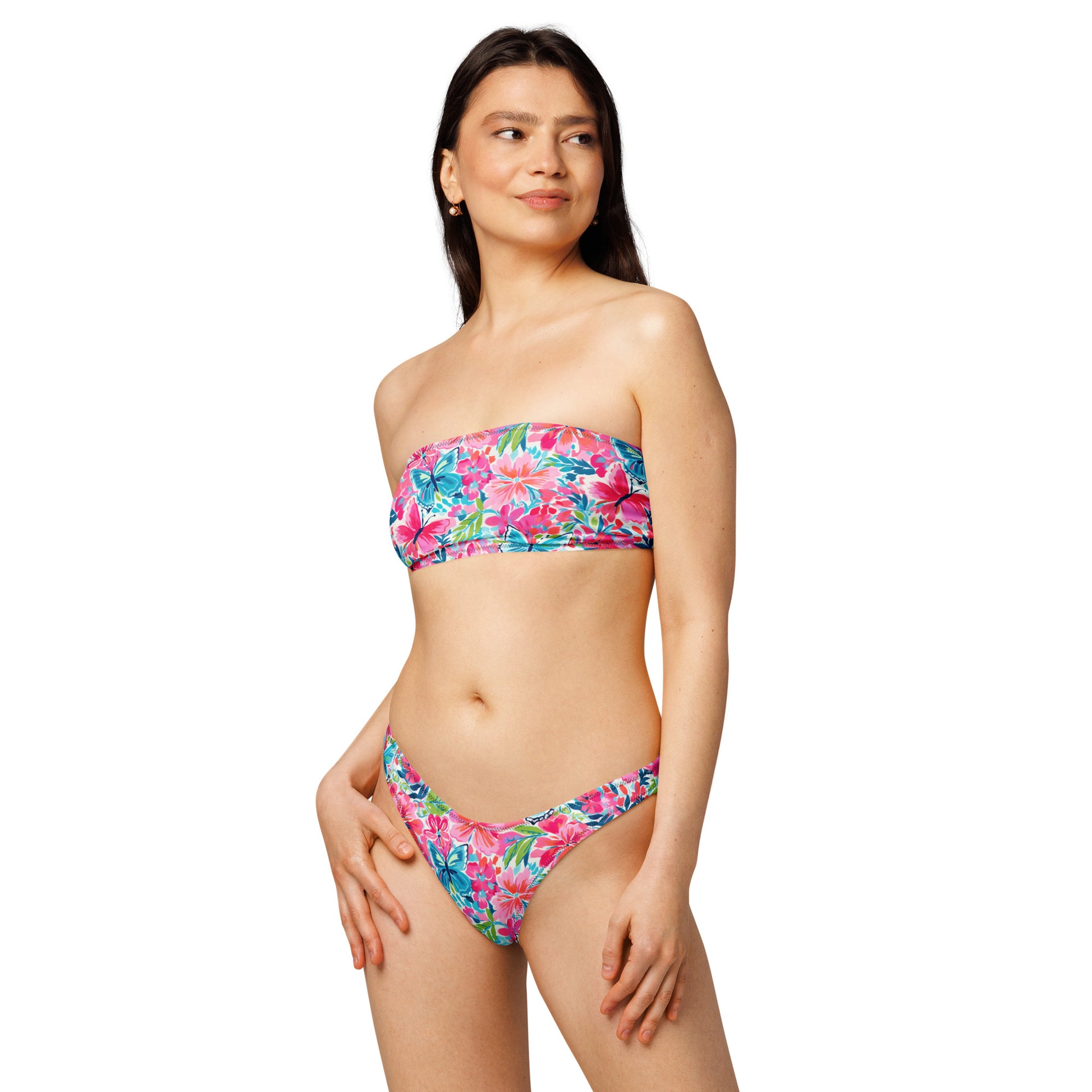 nachhaltiger-bandeau-bikini-colorful-butterfly-v2-recyceltes-material-mit-allover-druck-bikini-jlr-design-2 - JLR Design