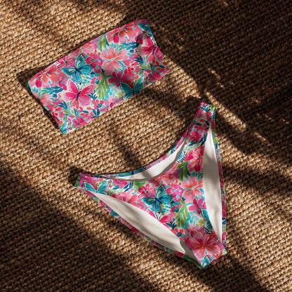 nachhaltiger-bandeau-bikini-colorful-butterfly-v2-recyceltes-material-mit-allover-druck-bikini-jlr-design-4 - JLR Design