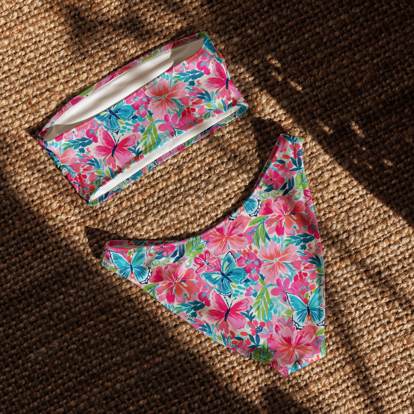 nachhaltiger-bandeau-bikini-colorful-butterfly-v2-recyceltes-material-mit-allover-druck-bikini-jlr-design-5 - JLR Design