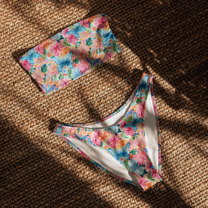 nachhaltiger-bandeau-bikini-colorful-butterfly-v4-recyceltes-material-mit-allover-druck-bikini-jlr-design-4 - JLR Design