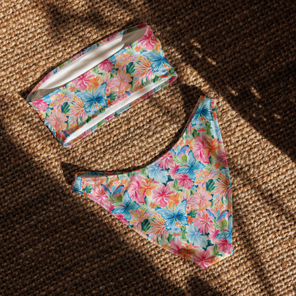 nachhaltiger-bandeau-bikini-colorful-butterfly-v4-recyceltes-material-mit-allover-druck-bikini-jlr-design-5 - JLR Design