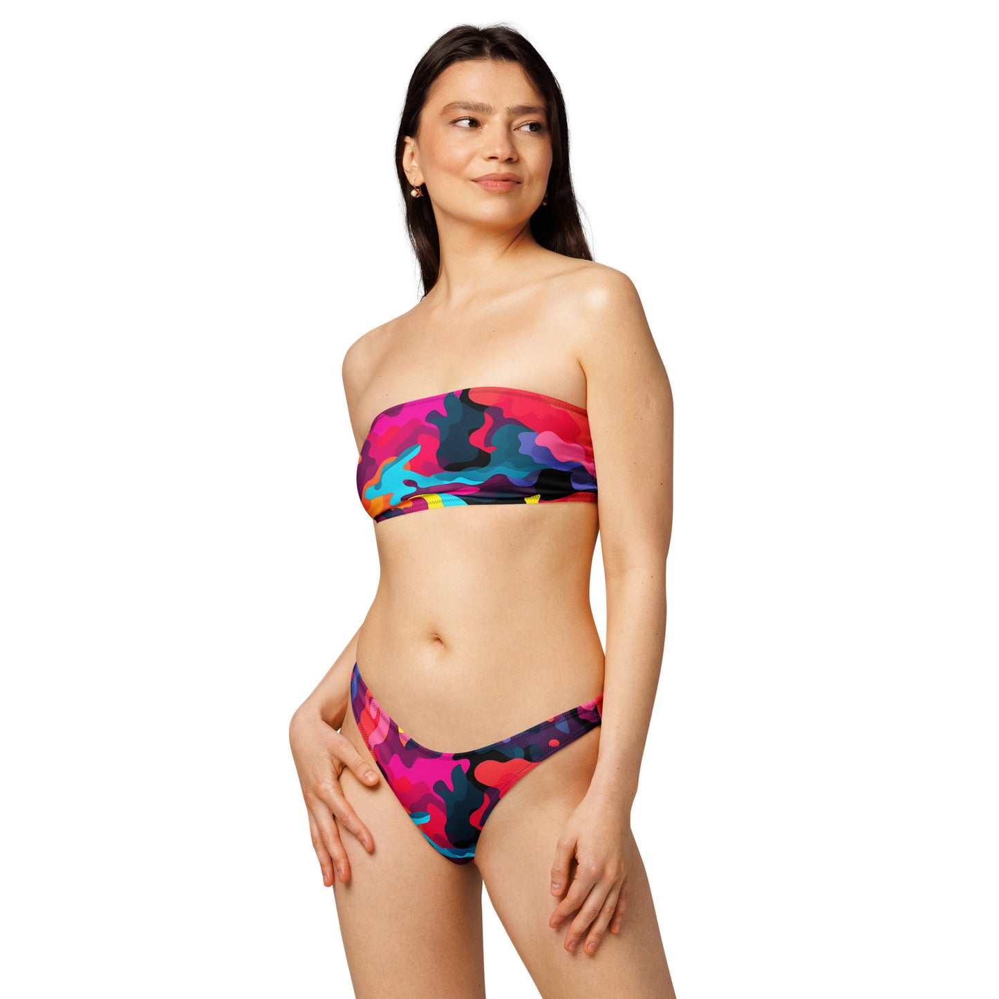 nachhaltiger-bandeau-bikini-colorful-camouflage-v7-recyceltes-material-mit-allover-druck-bikini-jlr-design-2 - JLR Design