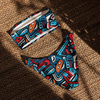 nachhaltiger-bandeau-bikini-colorful-graffiti-v4-recyceltes-material-mit-allover-druck-bikini-jlr-design-5 - JLR Design