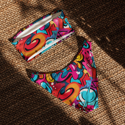 nachhaltiger-bandeau-bikini-colorful-graffiti-v6-recyceltes-material-mit-allover-druck-bikini-jlr-design-5 - JLR Design