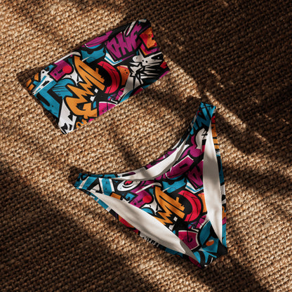 nachhaltiger-bandeau-bikini-colorful-graffiti-v8-recyceltes-material-mit-allover-druck-bikini-jlr-design-4 - JLR Design