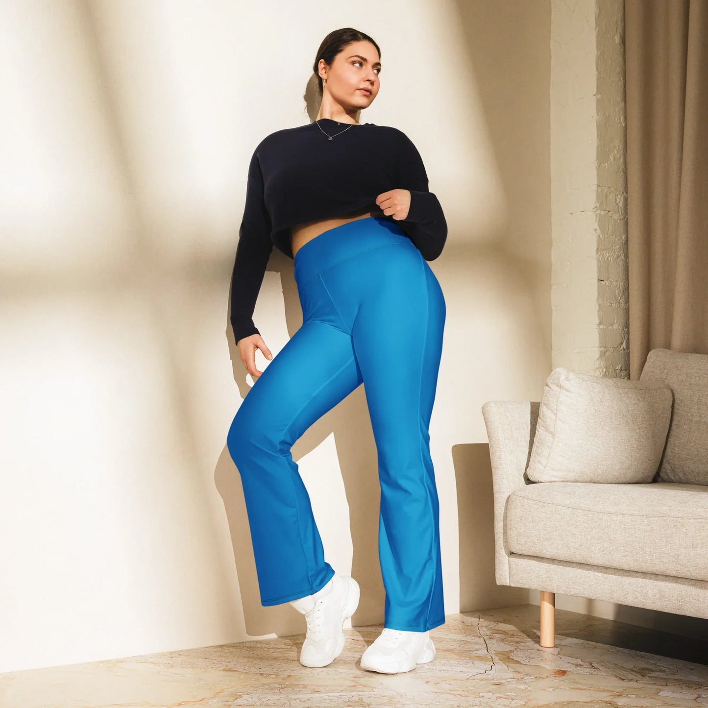 navy-blue-high-waist-flare-leggings-flare-leggings-jlr-design-3 - JLR Design