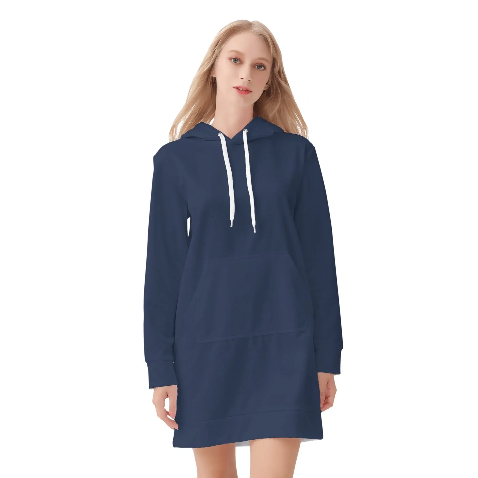 navy-damen-hoodiekleid-warmes-velvet-kapuzenkleid-aus-weichem-samt-fleece-hoodiekleid-jlr-design-3 - JLR Design