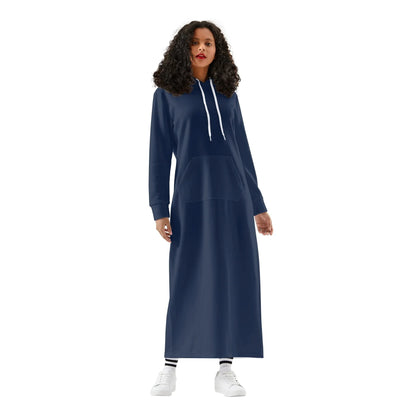 navy-damen-maxi-hoodiekleid-knochellanges-kapuzenkleid-aus-weich-angerautem-fleece-hoodiekleid-jlr-design-1 - JLR Design