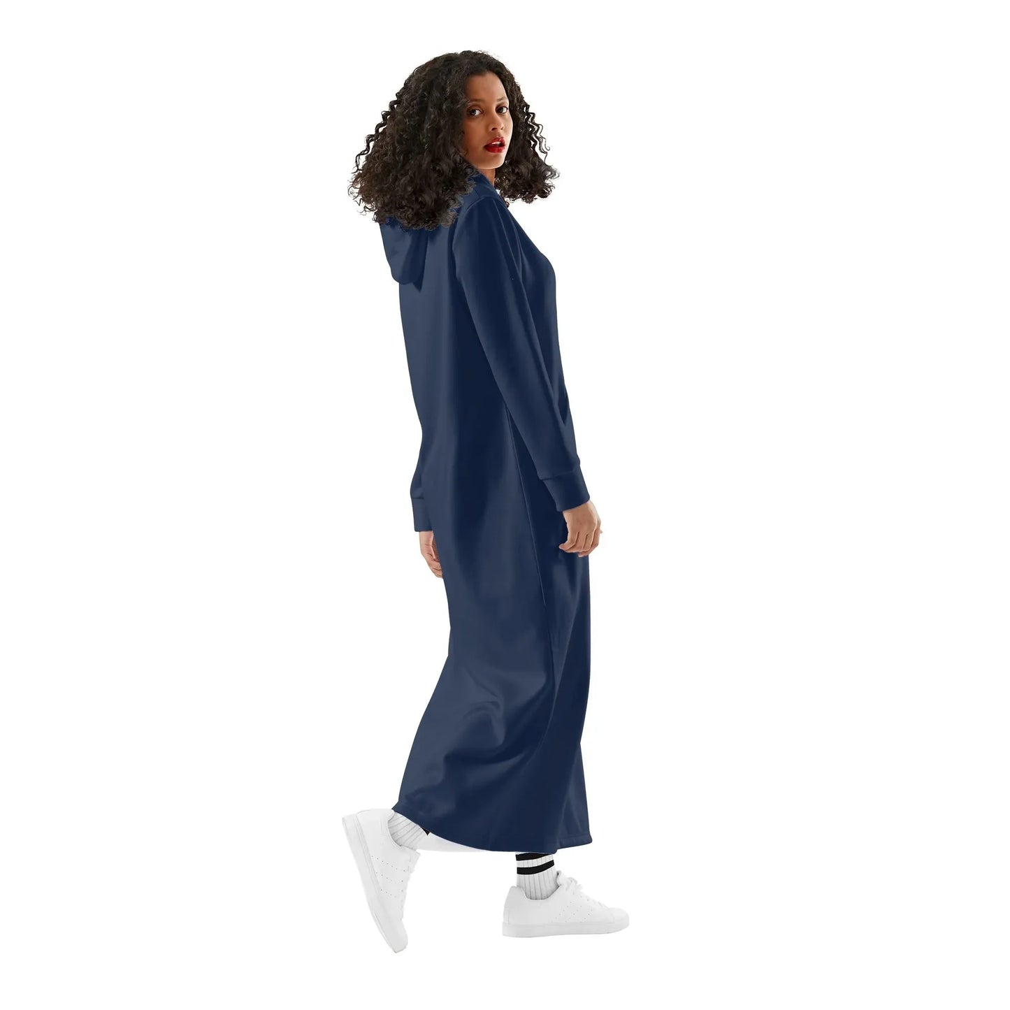 navy-damen-maxi-hoodiekleid-knochellanges-kapuzenkleid-aus-weich-angerautem-fleece-hoodiekleid-jlr-design-3 - JLR Design