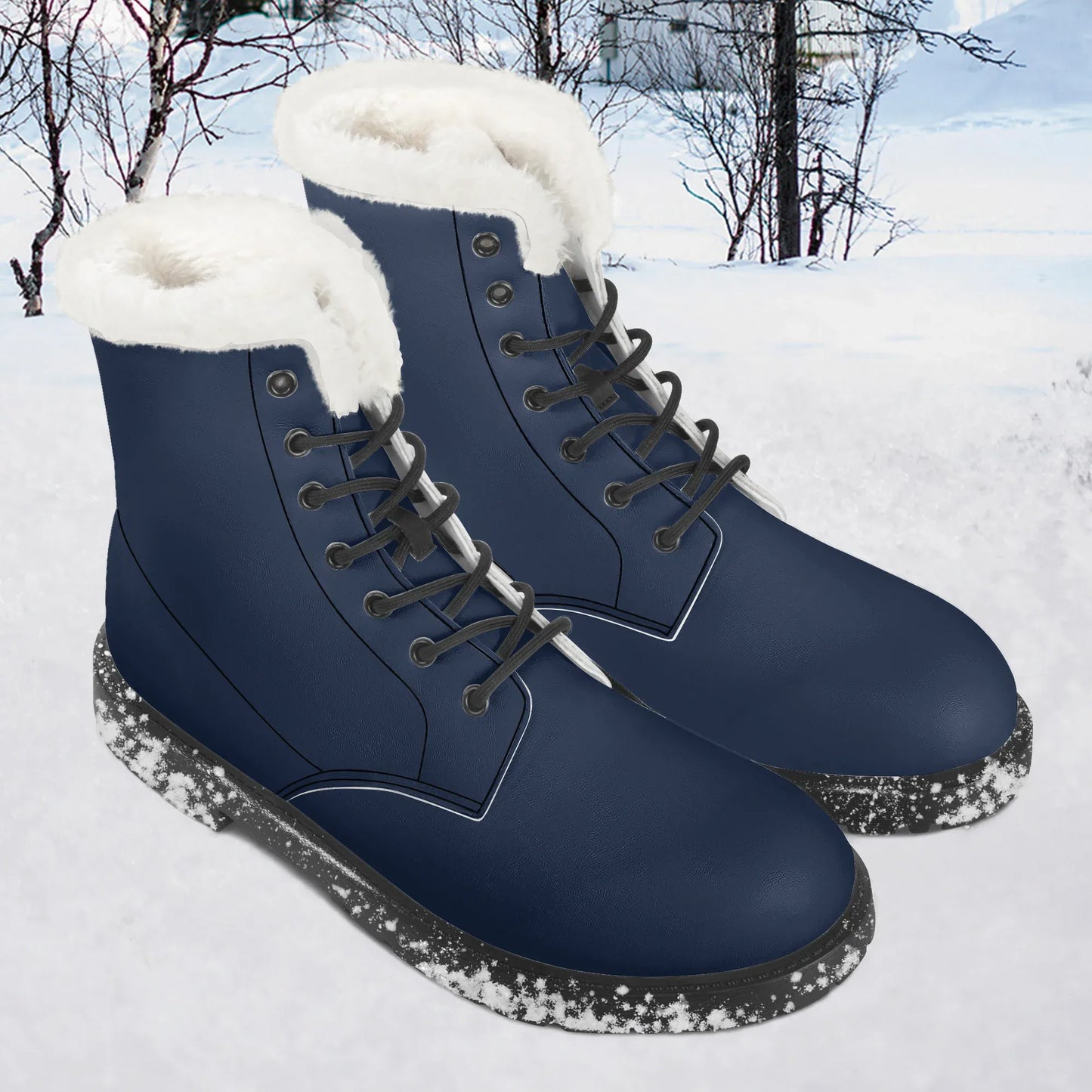 navy-faux-fur-leder-boots-boots-jlr-design-1 - JLR Design