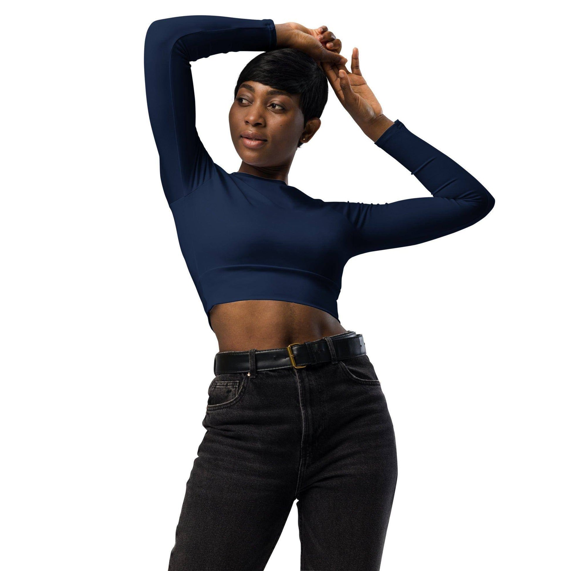 navy-long-sleeve-damen-crop-top-long-sleeve-crop-top-jlr-design-1 - JLR Design