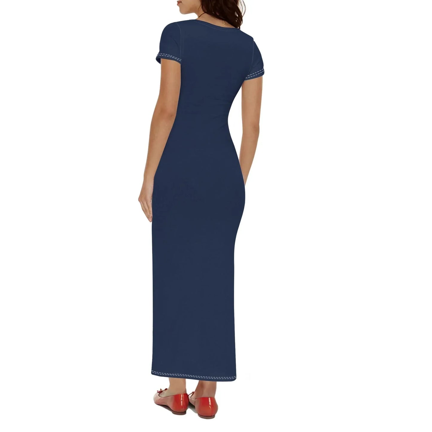 navy-short-sleeve-long-dress-long-dress-jlr-design-2 - JLR Design