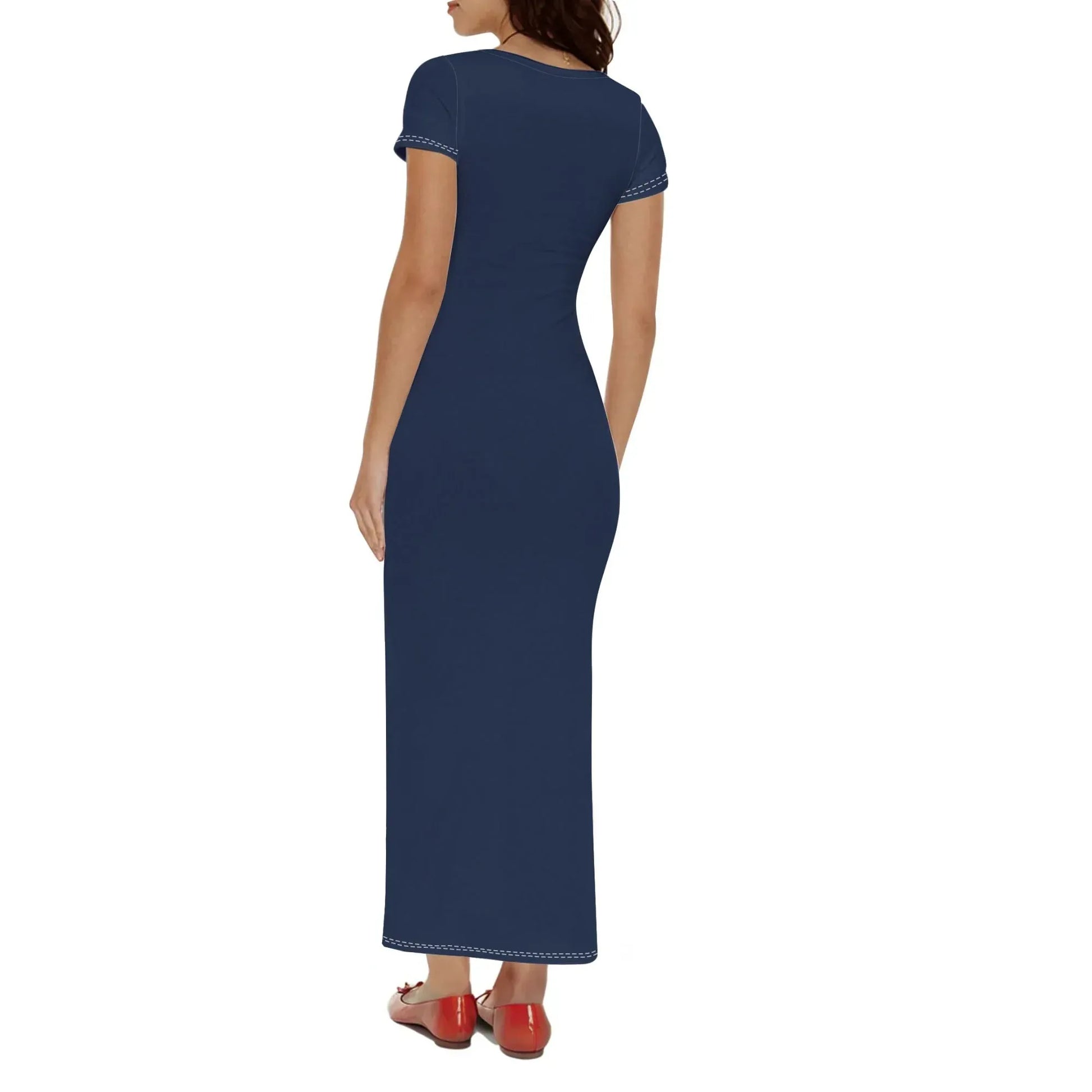 navy-short-sleeve-long-dress-long-dress-jlr-design-2 - JLR Design