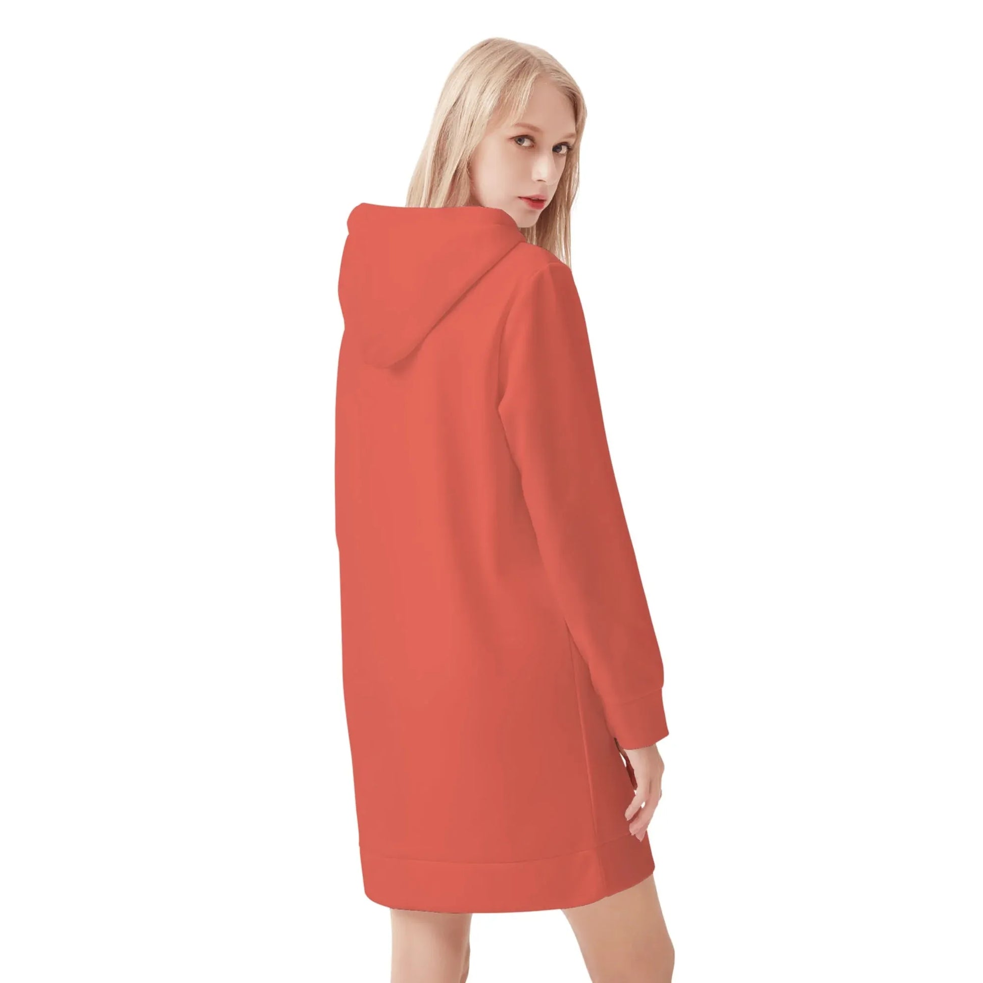 orange-red-damen-hoodiekleid-warmes-velvet-kapuzenkleid-aus-weichem-samt-fleece-hoodiekleid-jlr-design-2 - JLR Design