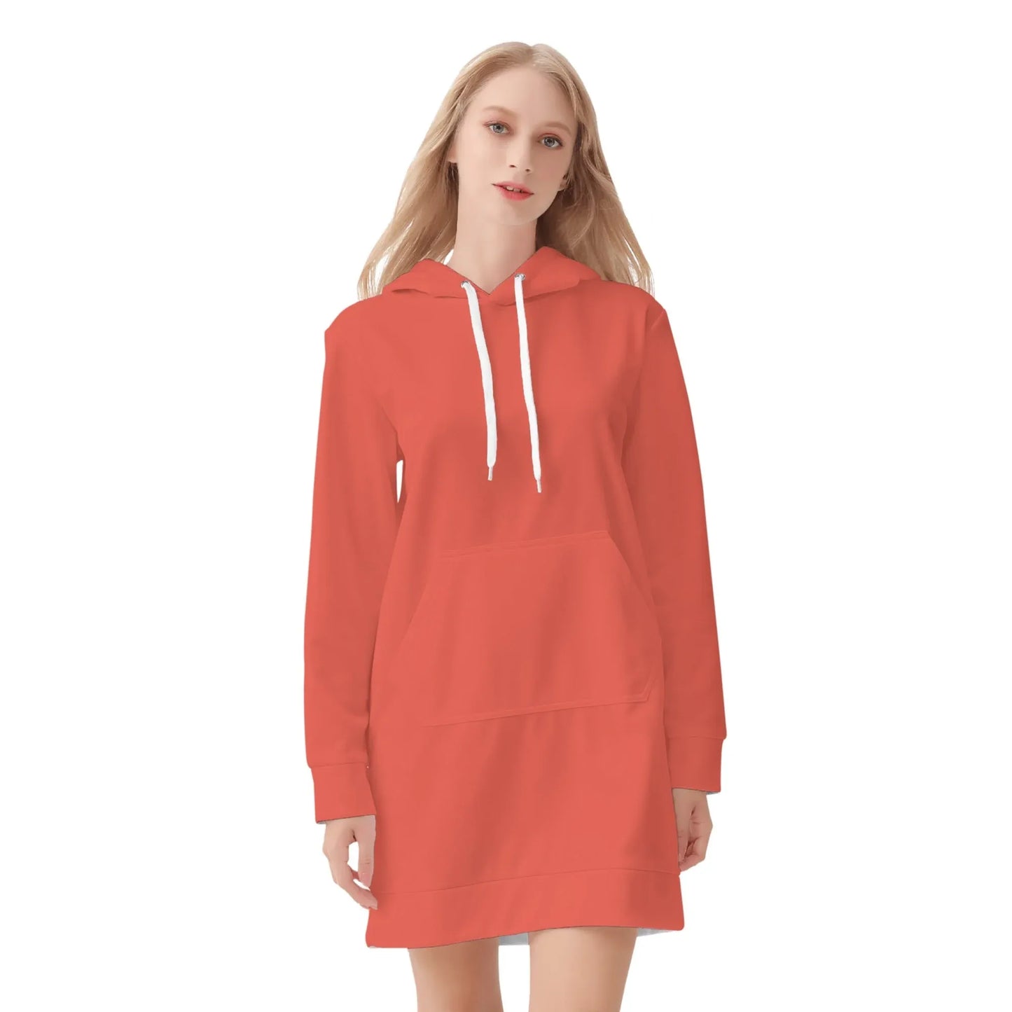 orange-red-damen-hoodiekleid-warmes-velvet-kapuzenkleid-aus-weichem-samt-fleece-hoodiekleid-jlr-design-3 - JLR Design