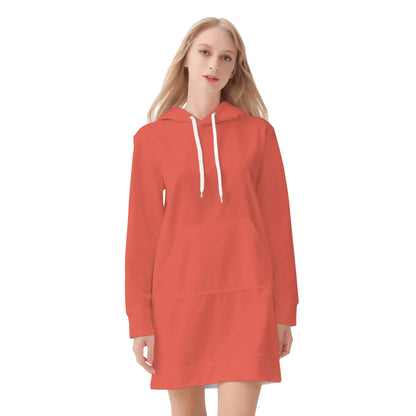 orange-red-damen-hoodiekleid-warmes-velvet-kapuzenkleid-aus-weichem-samt-fleece-hoodiekleid-jlr-design-3 - JLR Design