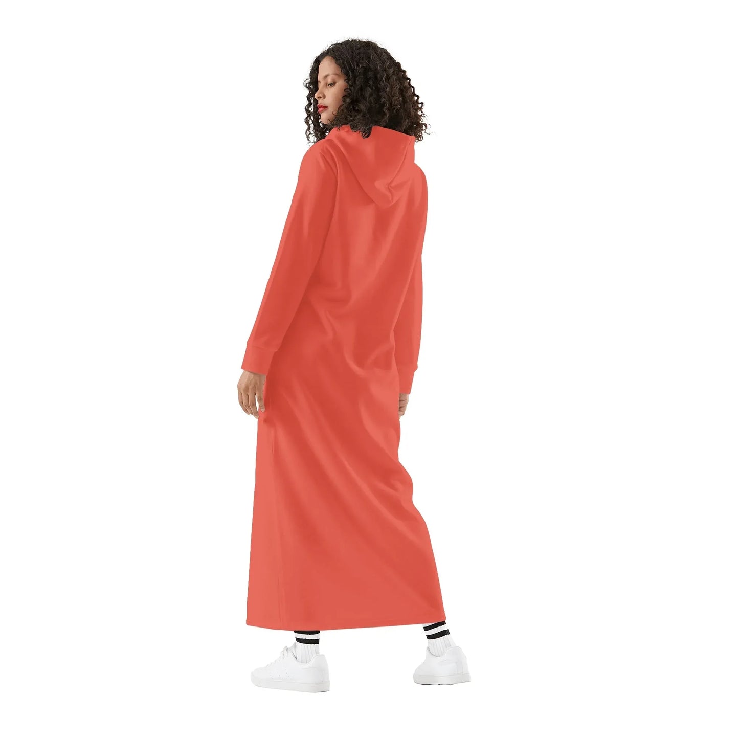 orange-red-damen-maxi-hoodiekleid-knochellanges-kapuzenkleid-aus-weich-angerautem-fleece-hoodiekleid-jlr-design-2 - JLR Design
