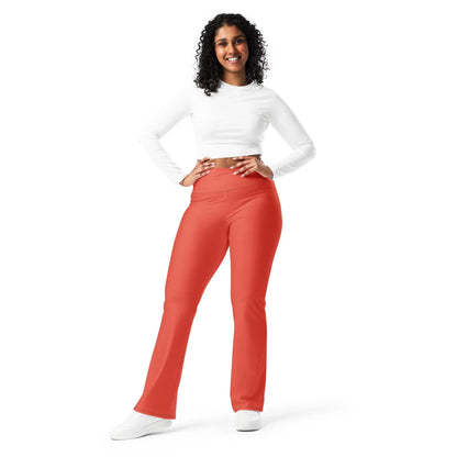 orange-red-high-waist-flare-leggings-flare-leggings-jlr-design-1 - JLR Design