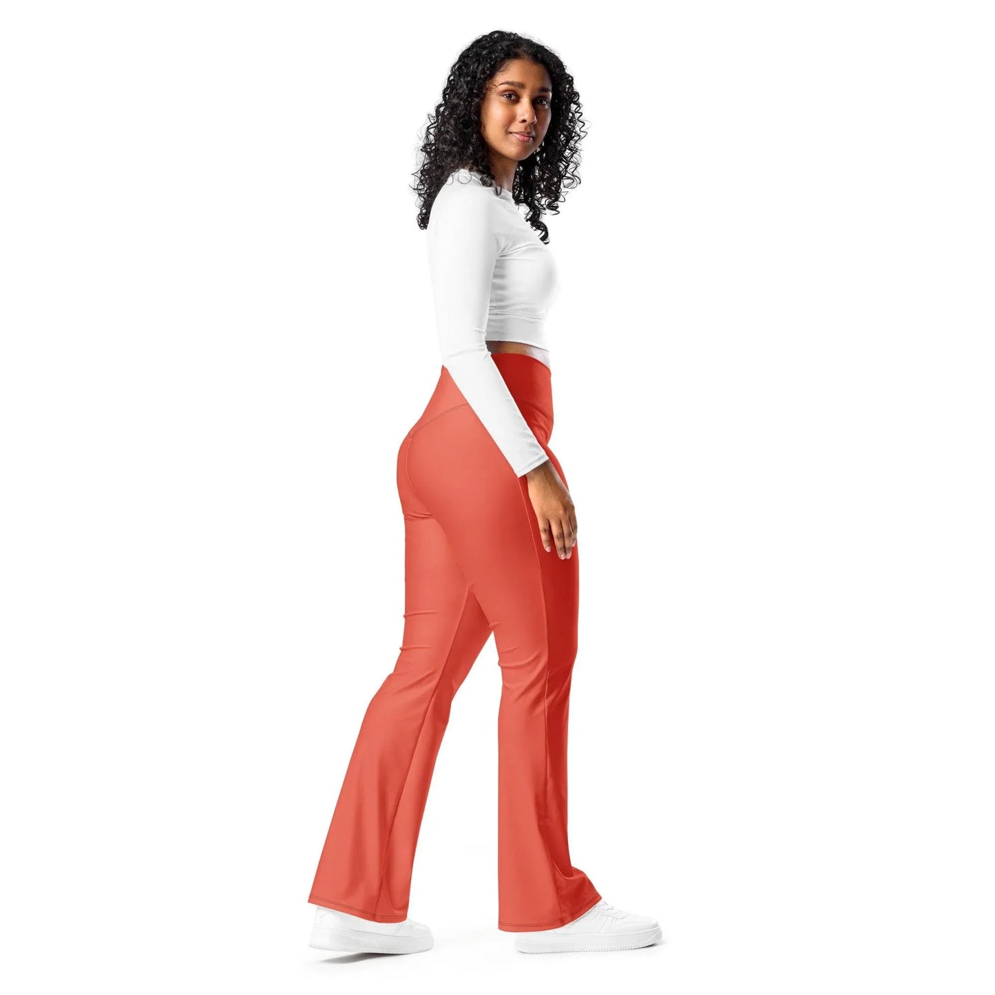 orange-red-high-waist-flare-leggings-flare-leggings-jlr-design-12 - JLR Design