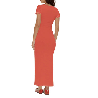 orange-red-short-sleeve-long-dress-long-dress-jlr-design-2 - JLR Design