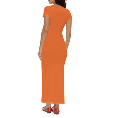orange-short-sleeve-long-dress-long-dress-jlr-design-2 - JLR Design