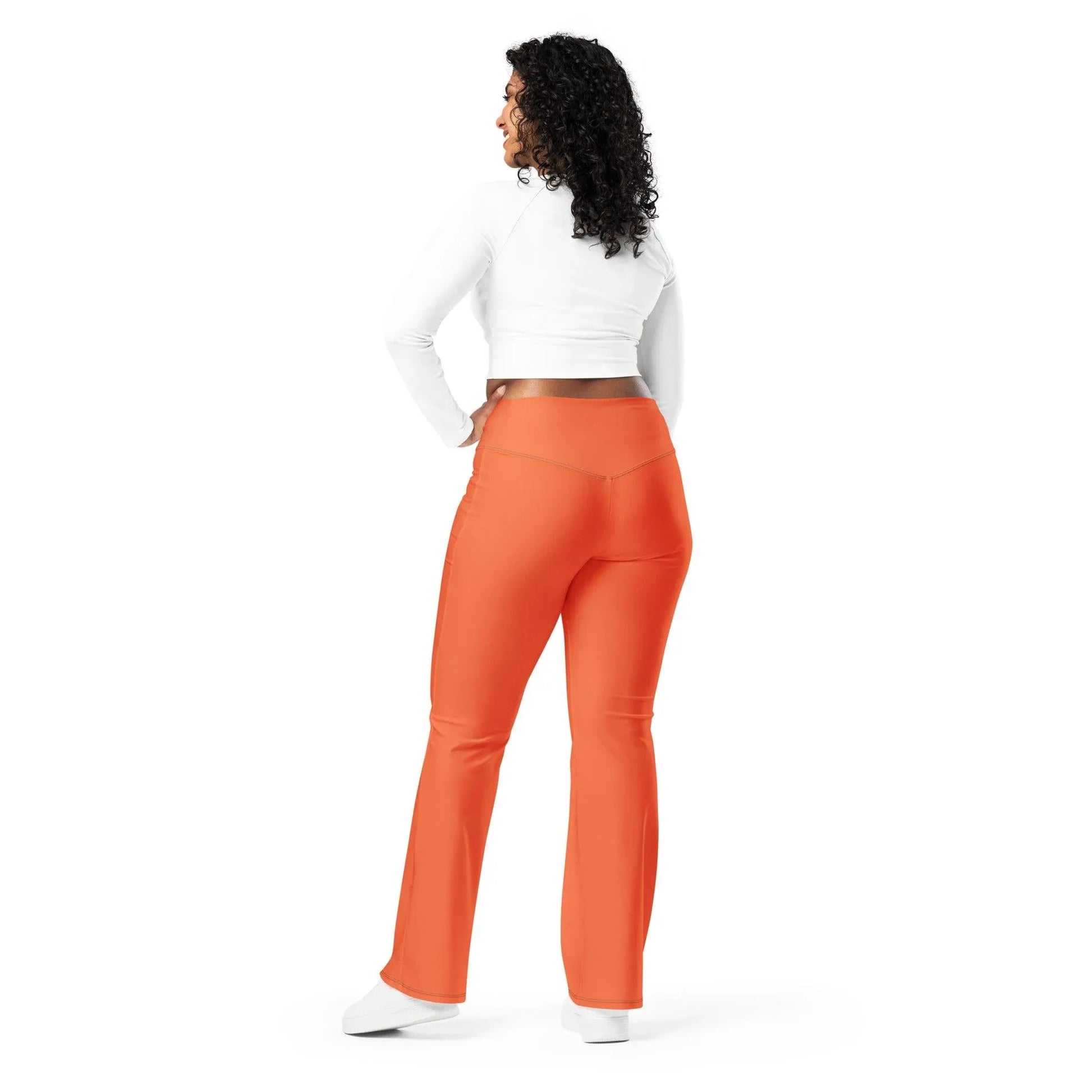 outrageous-orange-high-waist-flare-leggings-flare-leggings-jlr-design-9 - JLR Design