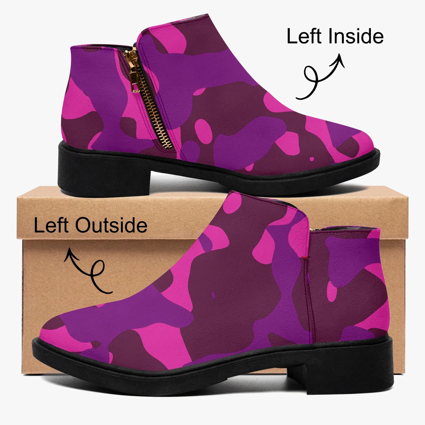 pink-camouflage-elegante-reissverschluss-stiefeletten-stiefeletten-jlr-design-4 - JLR Design