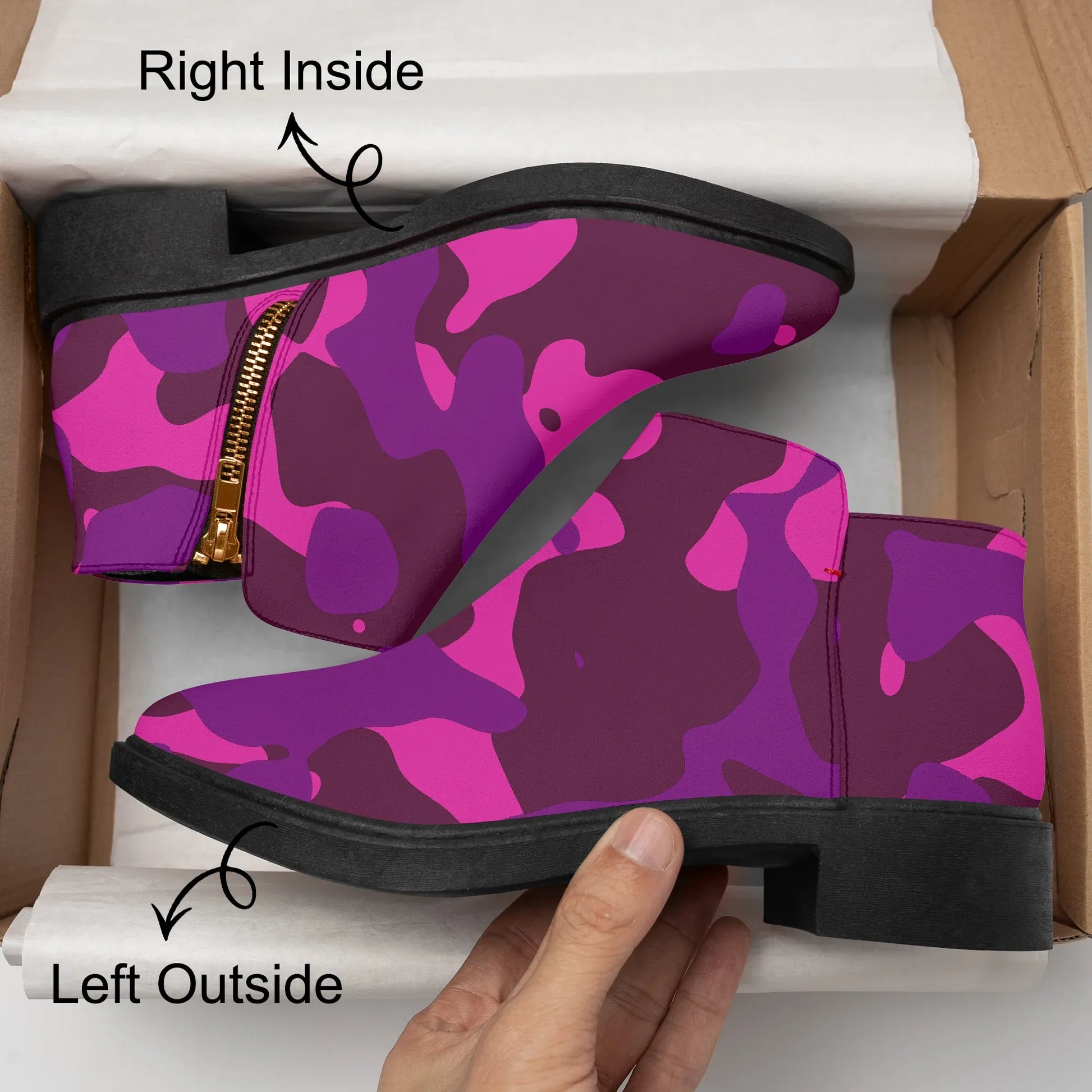 pink-camouflage-elegante-reissverschluss-stiefeletten-stiefeletten-jlr-design-8 - JLR Design