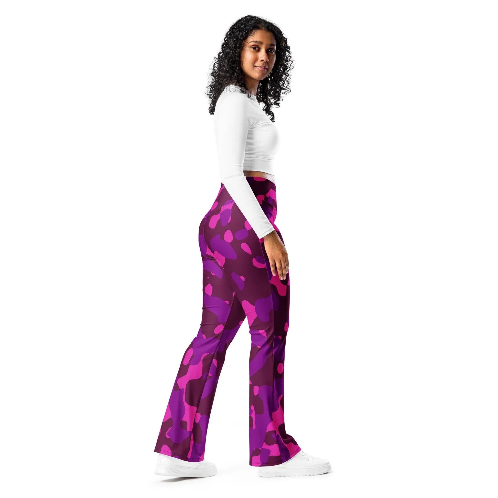 pink-camouflage-high-waist-flare-leggings-flare-leggings-jlr-design-2 - JLR Design