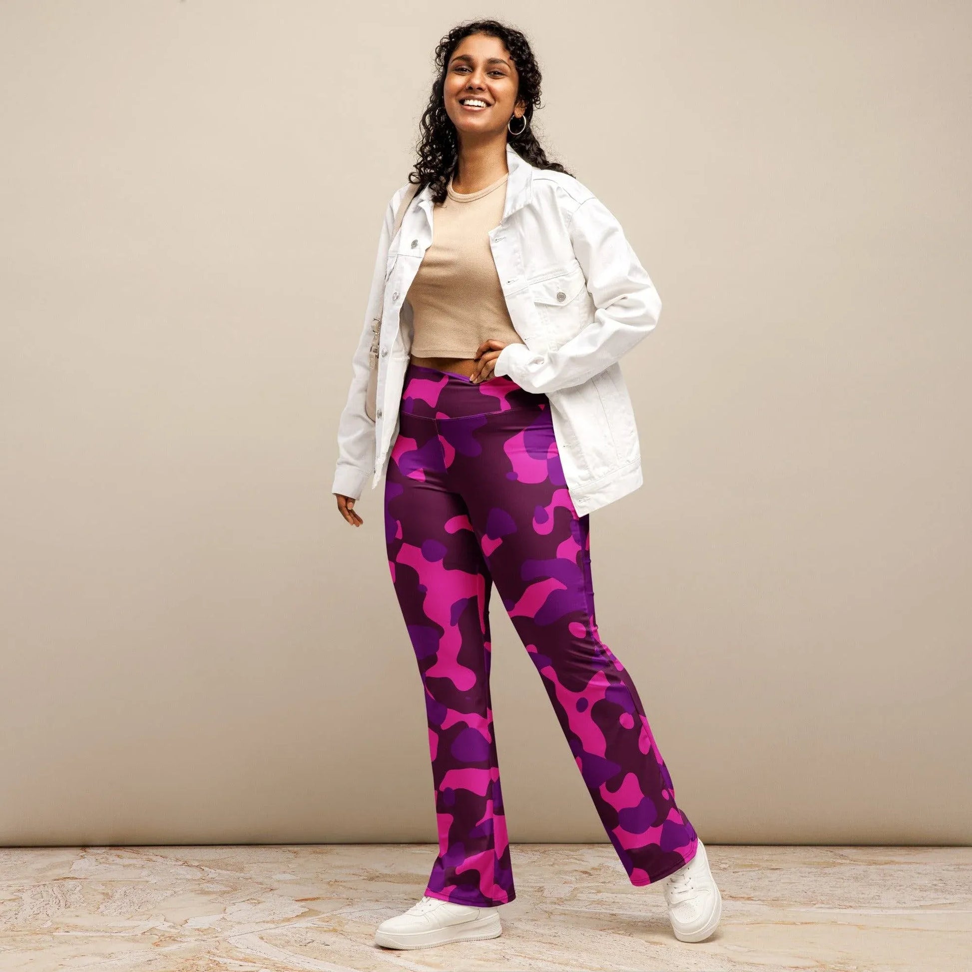 pink-camouflage-high-waist-flare-leggings-flare-leggings-jlr-design-3 - JLR Design