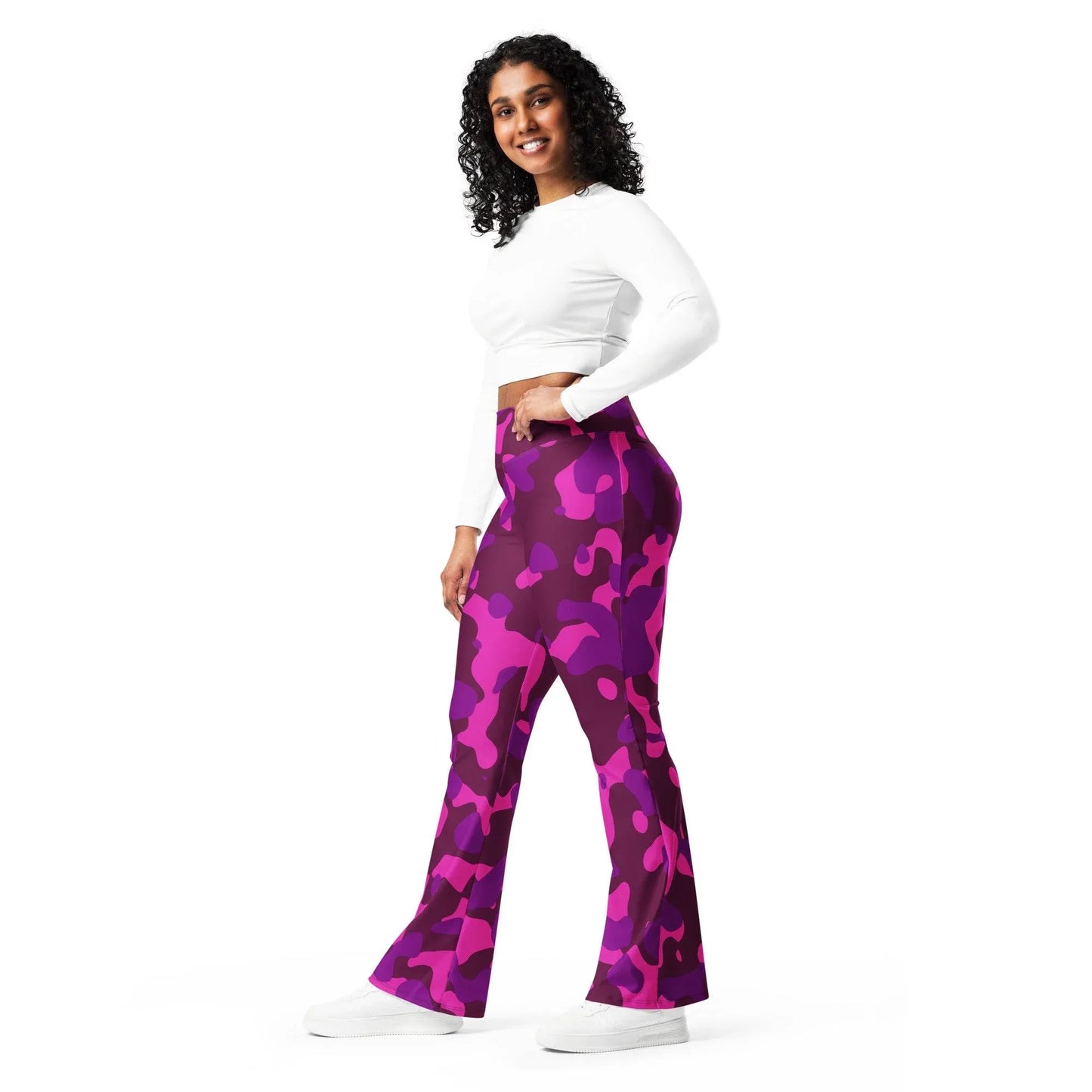 pink-camouflage-high-waist-flare-leggings-flare-leggings-jlr-design-7 - JLR Design