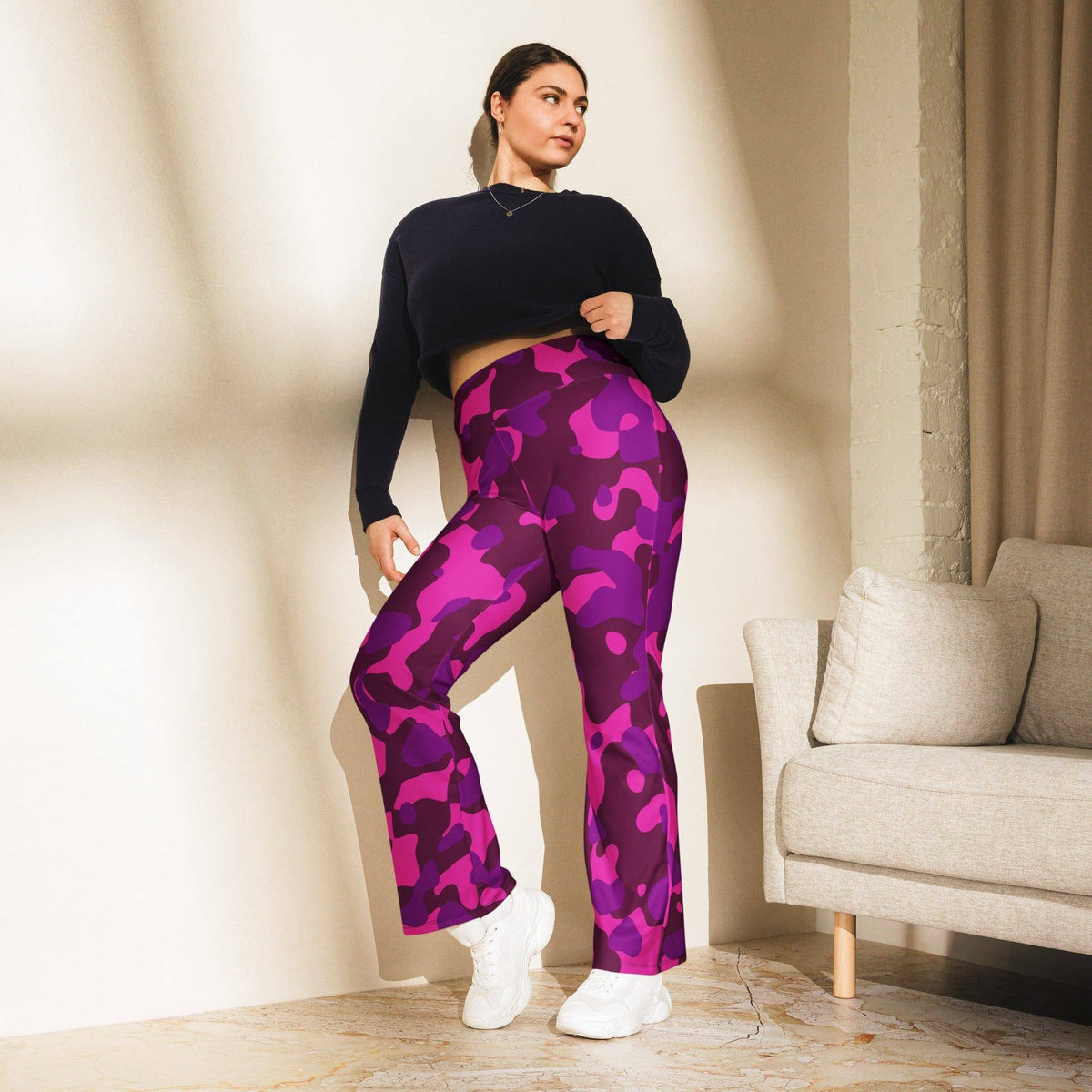 pink-camouflage-high-waist-flare-leggings-flare-leggings-jlr-design-jlr-design-de-1 - JLR Design