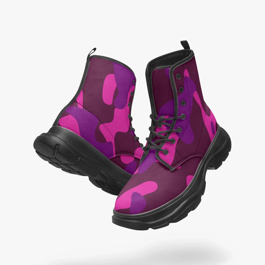 pink-camouflage-leather-chunky-boots-boots-jlr-design-1 - JLR Design