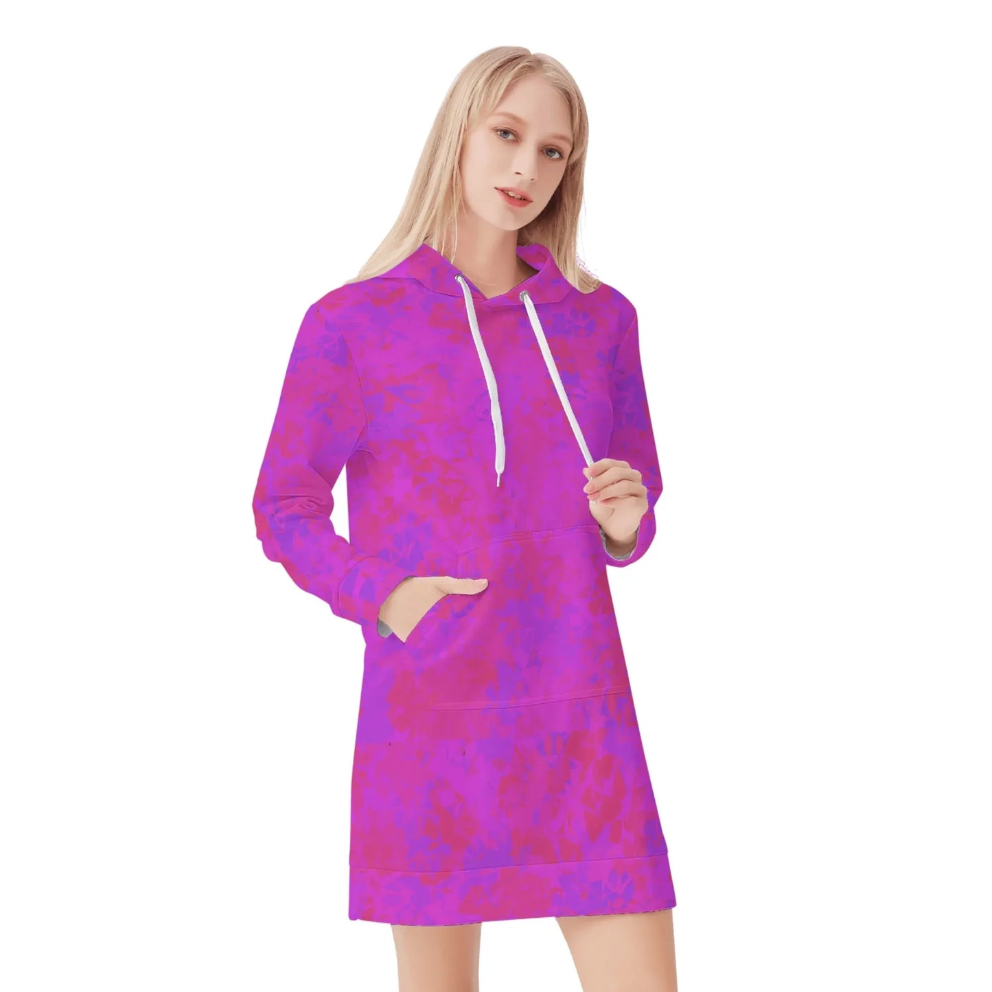 pink-crystal-damen-hoodiekleid-warmes-velvet-kapuzenkleid-aus-weichem-samt-fleece-hoodiekleid-jlr-design-1 - JLR Design
