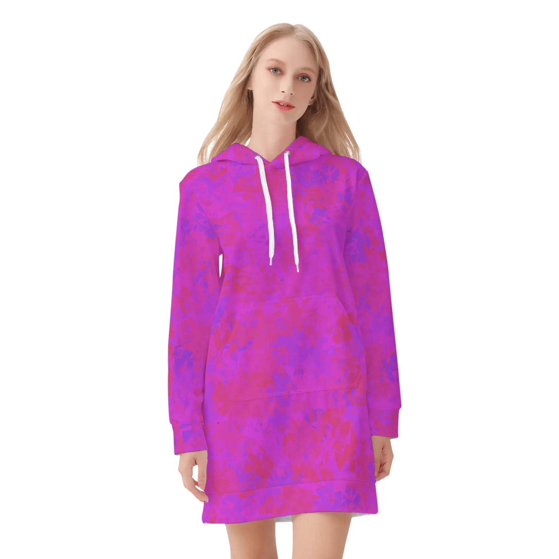 pink-crystal-damen-hoodiekleid-warmes-velvet-kapuzenkleid-aus-weichem-samt-fleece-hoodiekleid-jlr-design-3 - JLR Design