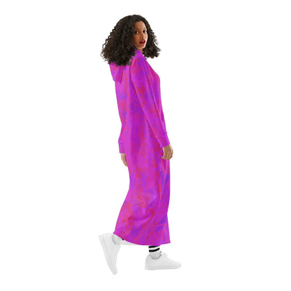 pink-crystal-damen-maxi-hoodiekleid-knochellanges-kapuzenkleid-aus-weich-angerautem-fleece-hoodiekleid-jlr-design-3 - JLR Design
