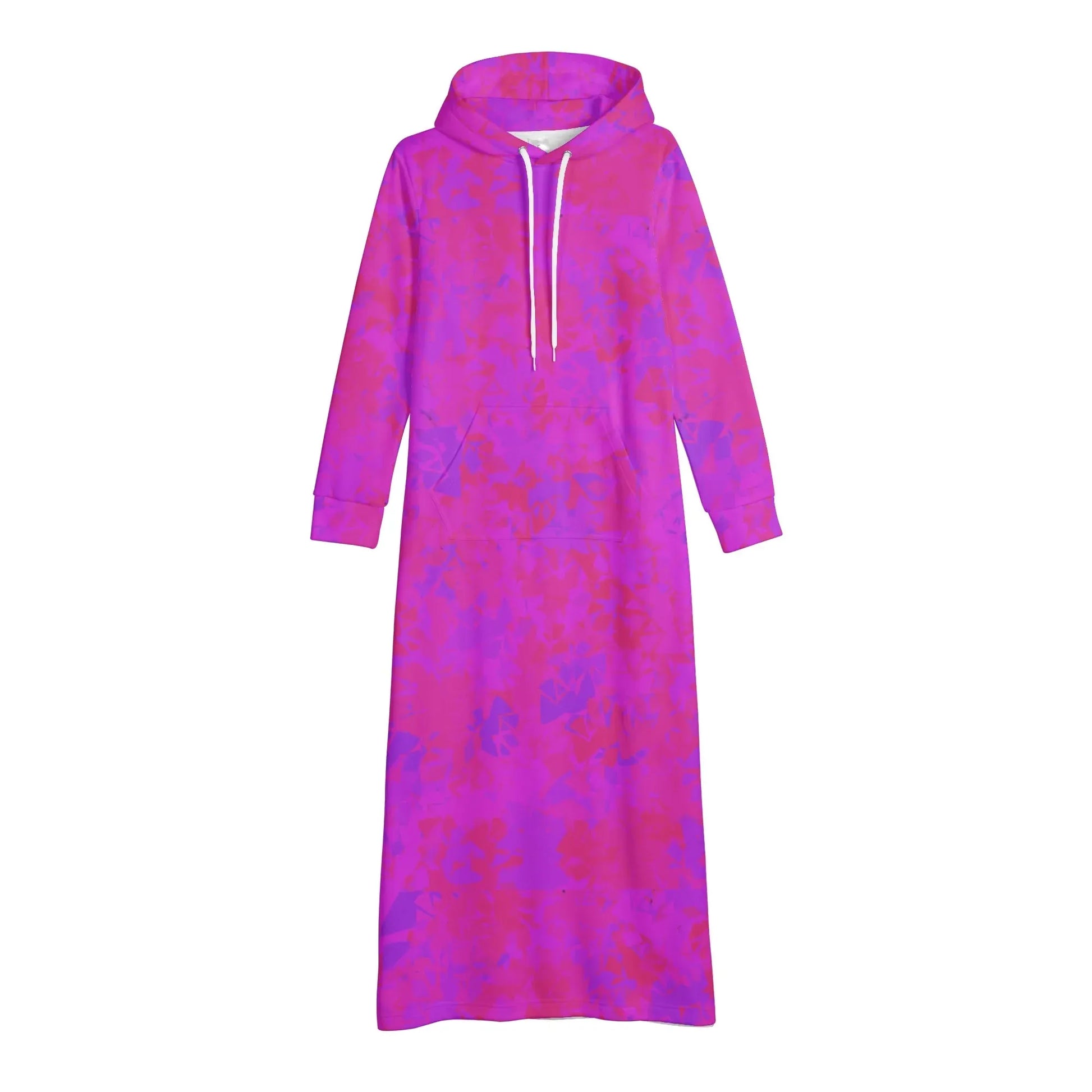 pink-crystal-damen-maxi-hoodiekleid-knochellanges-kapuzenkleid-aus-weich-angerautem-fleece-hoodiekleid-jlr-design-4 - JLR Design