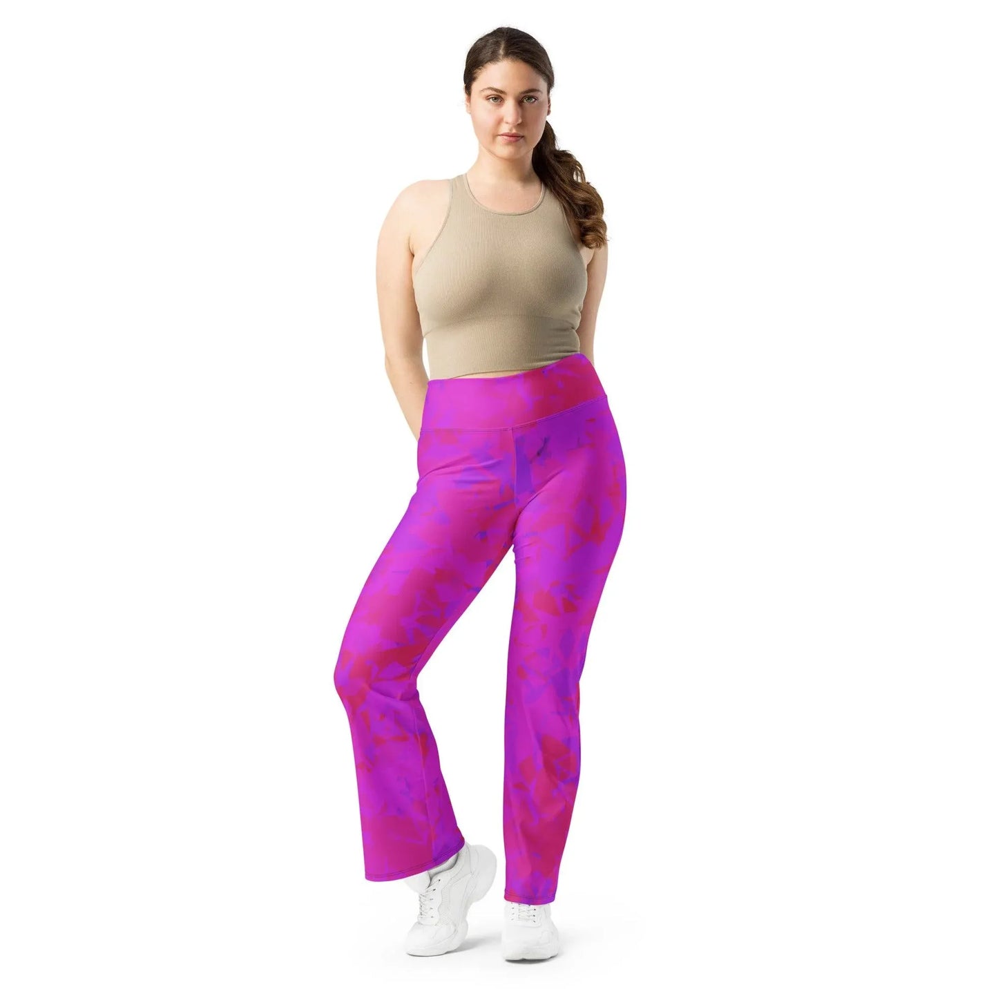 pink-crystal-high-waist-flare-leggings-flare-leggings-jlr-design-4 - JLR Design
