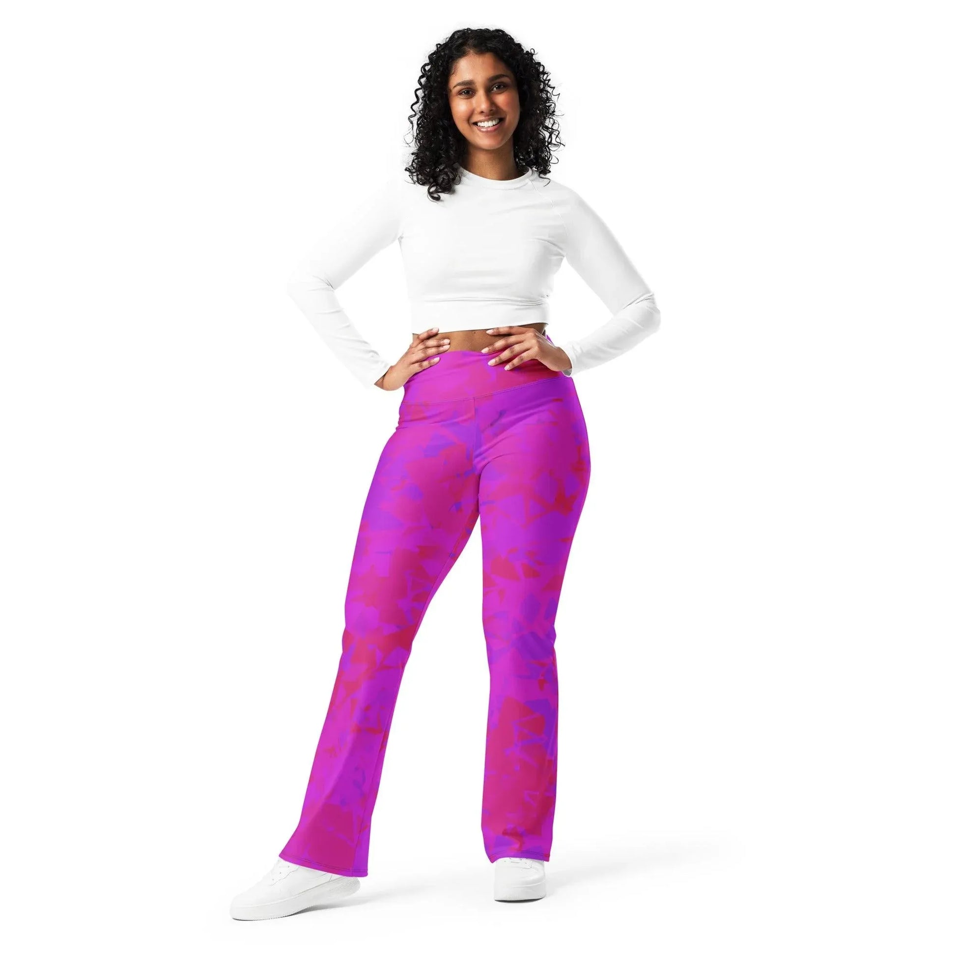 pink-crystal-high-waist-flare-leggings-flare-leggings-jlr-design-8 - JLR Design