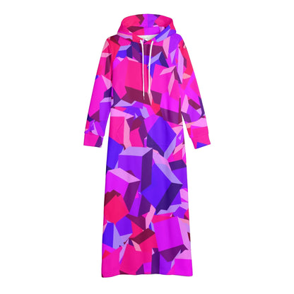 pink-cube-damen-maxi-hoodiekleid-knochellanges-kapuzenkleid-aus-weich-angerautem-fleece-hoodiekleid-jlr-design-4 - JLR Design