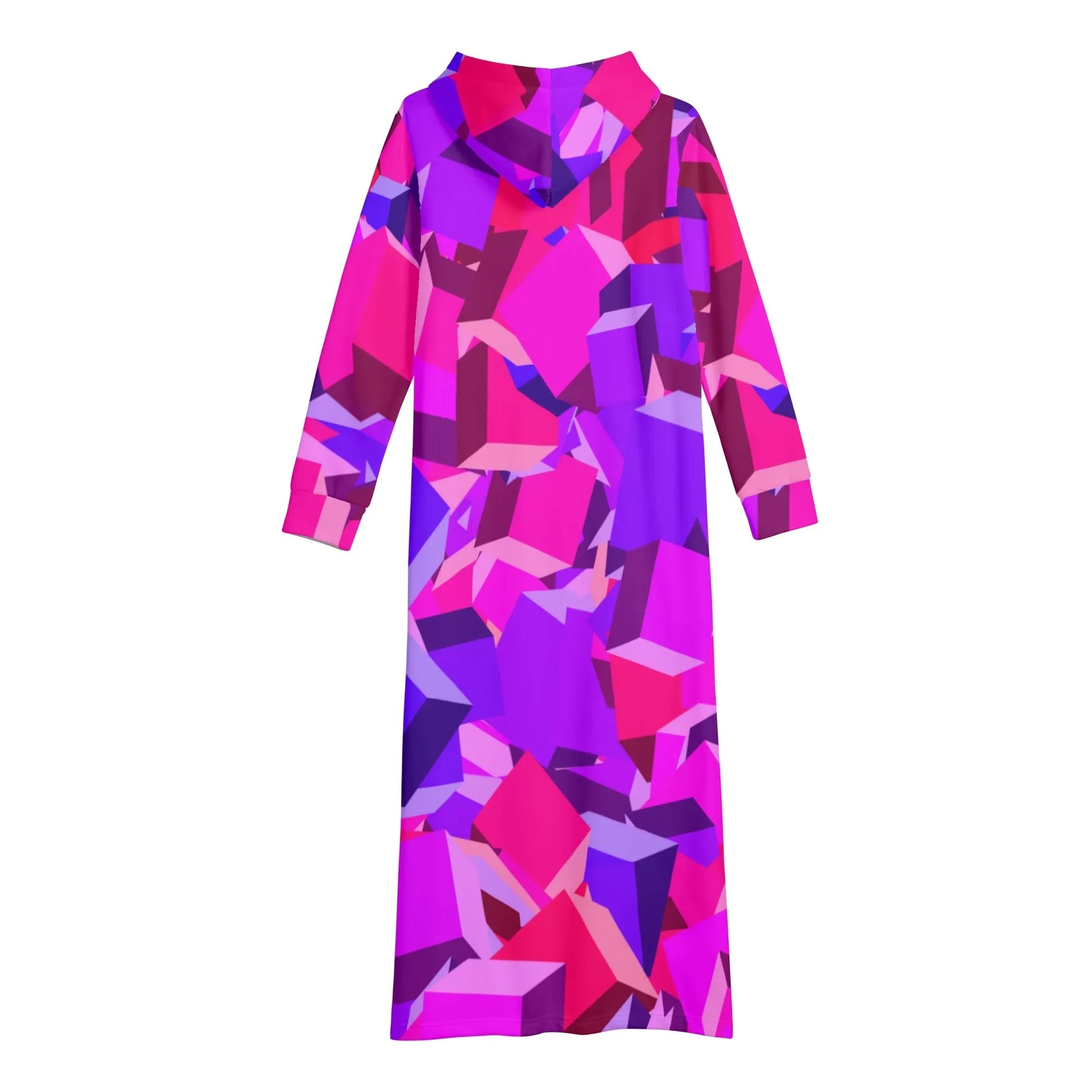 pink-cube-damen-maxi-hoodiekleid-knochellanges-kapuzenkleid-aus-weich-angerautem-fleece-hoodiekleid-jlr-design-5 - JLR Design