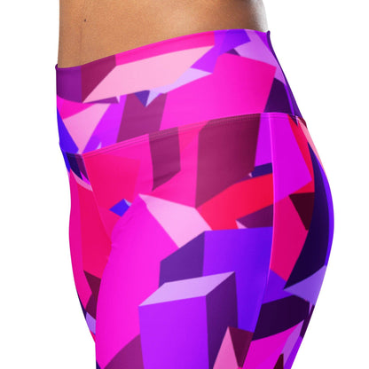 pink-cube-high-waist-flare-leggings-flare-leggings-jlr-design-10 - JLR Design