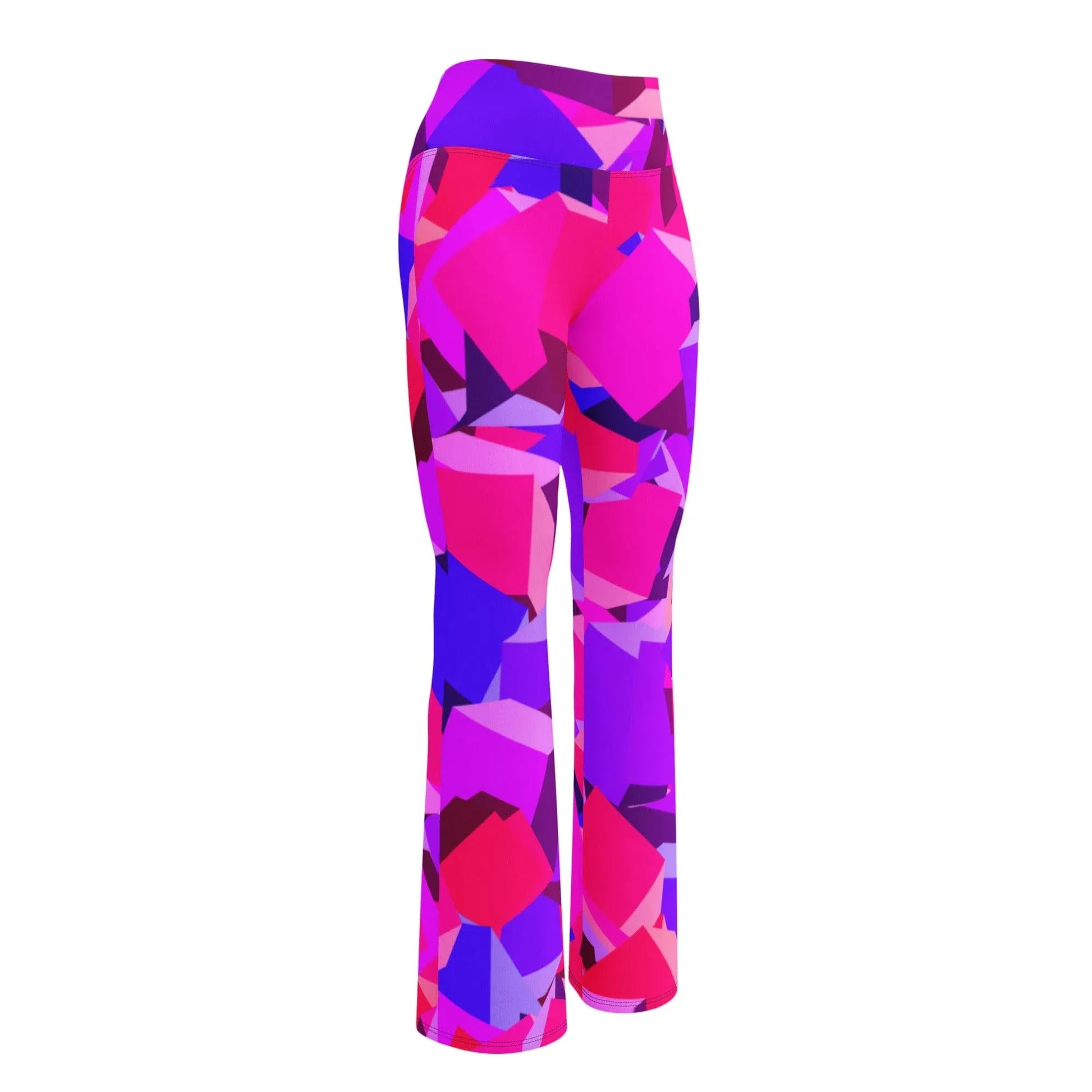 pink-cube-high-waist-flare-leggings-flare-leggings-jlr-design-11 - JLR Design