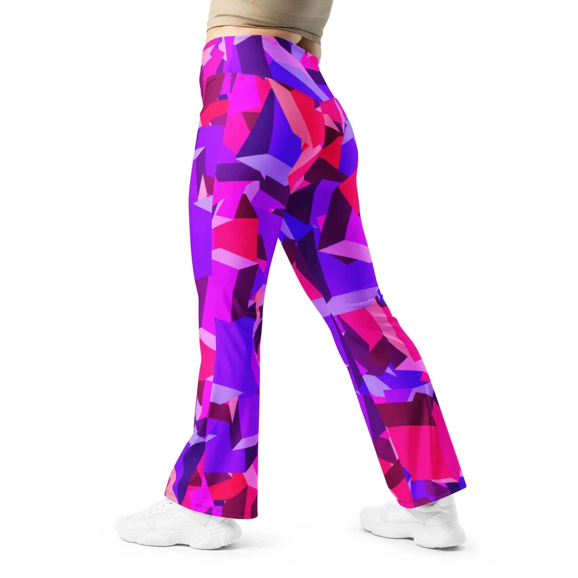 pink-cube-high-waist-flare-leggings-flare-leggings-jlr-design-5 - JLR Design