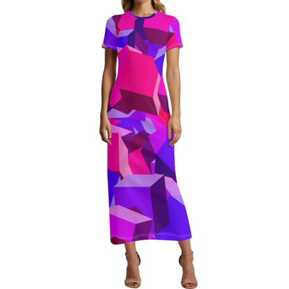 pink-cube-short-sleeve-long-dress-long-dress-jlr-design-1 - JLR Design